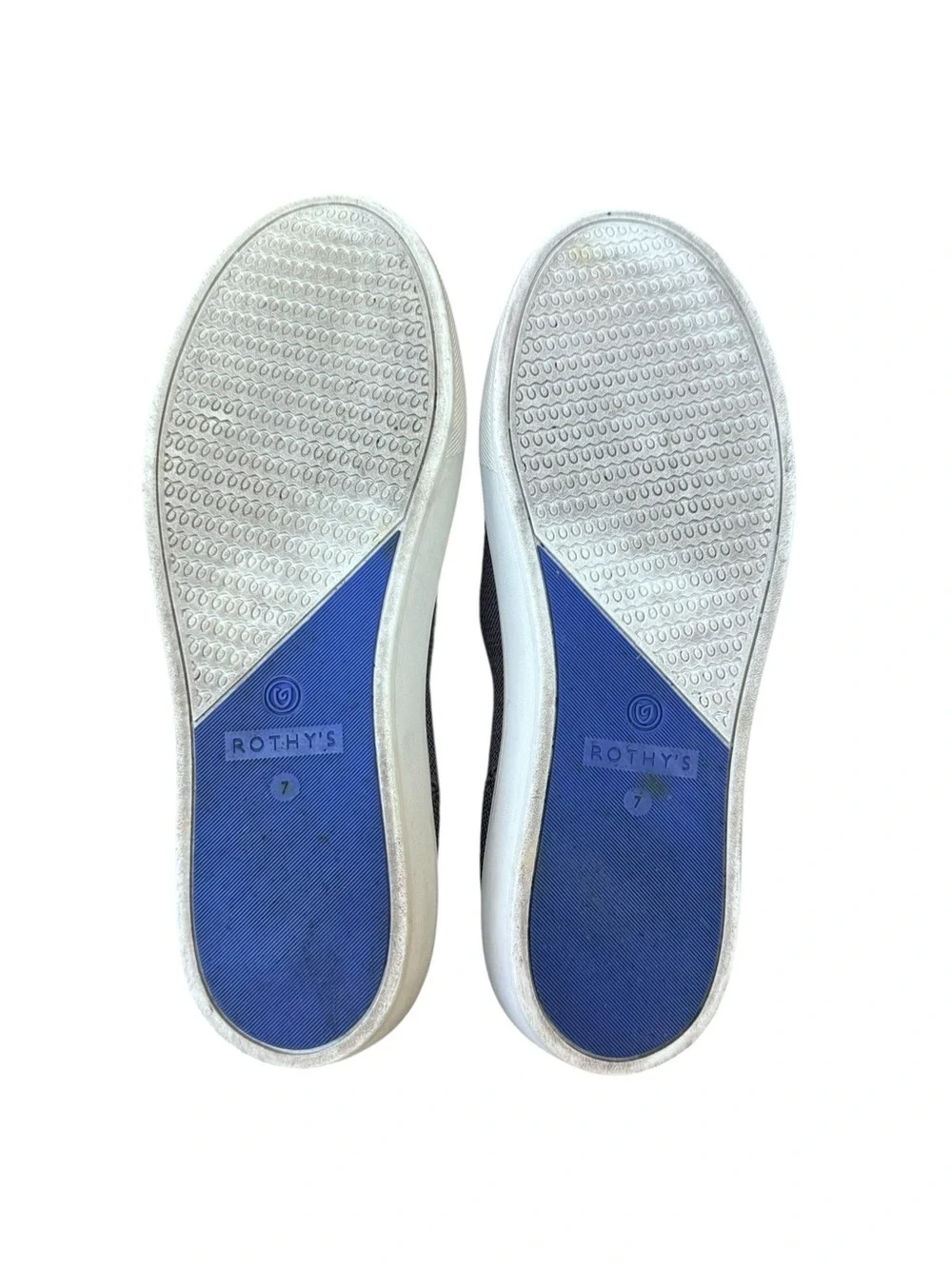 Rothy’s The Loafer Gray Knit Slip On Flats Blue Trim Women’s Size 7